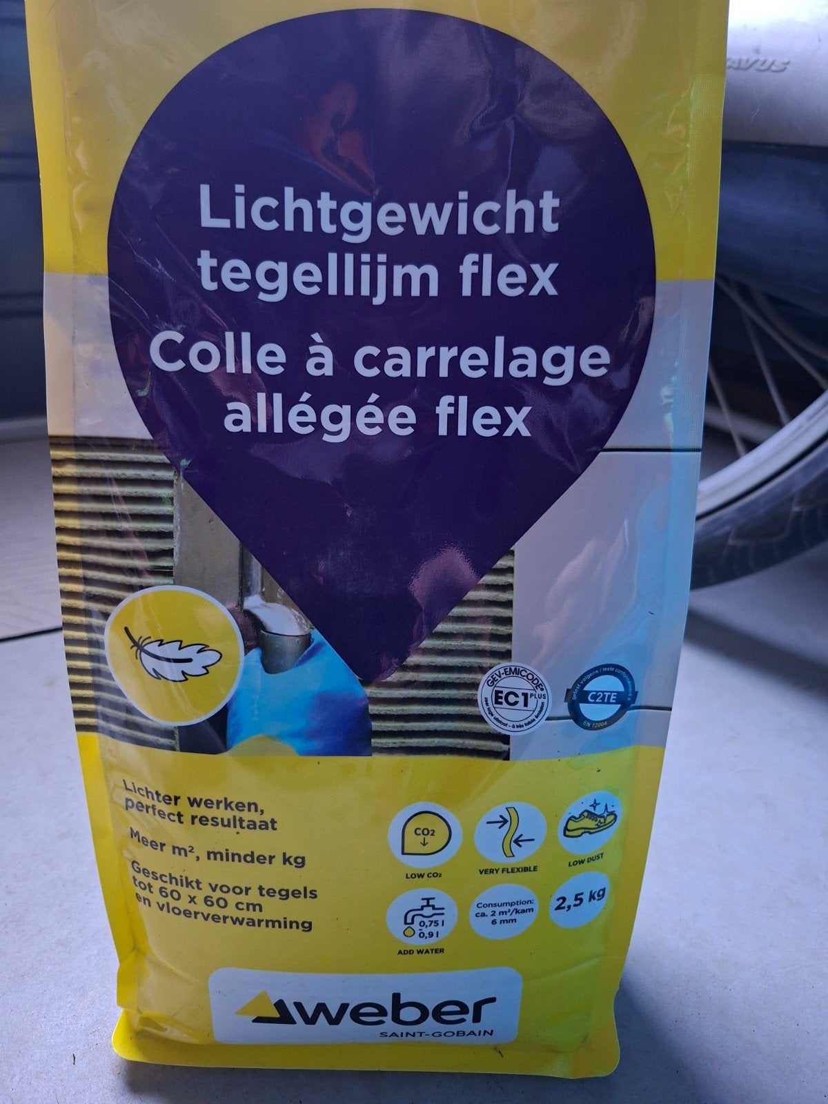 Weber Lichtgewicht Tegellijm Flex - 2,5 kg, Ophalen