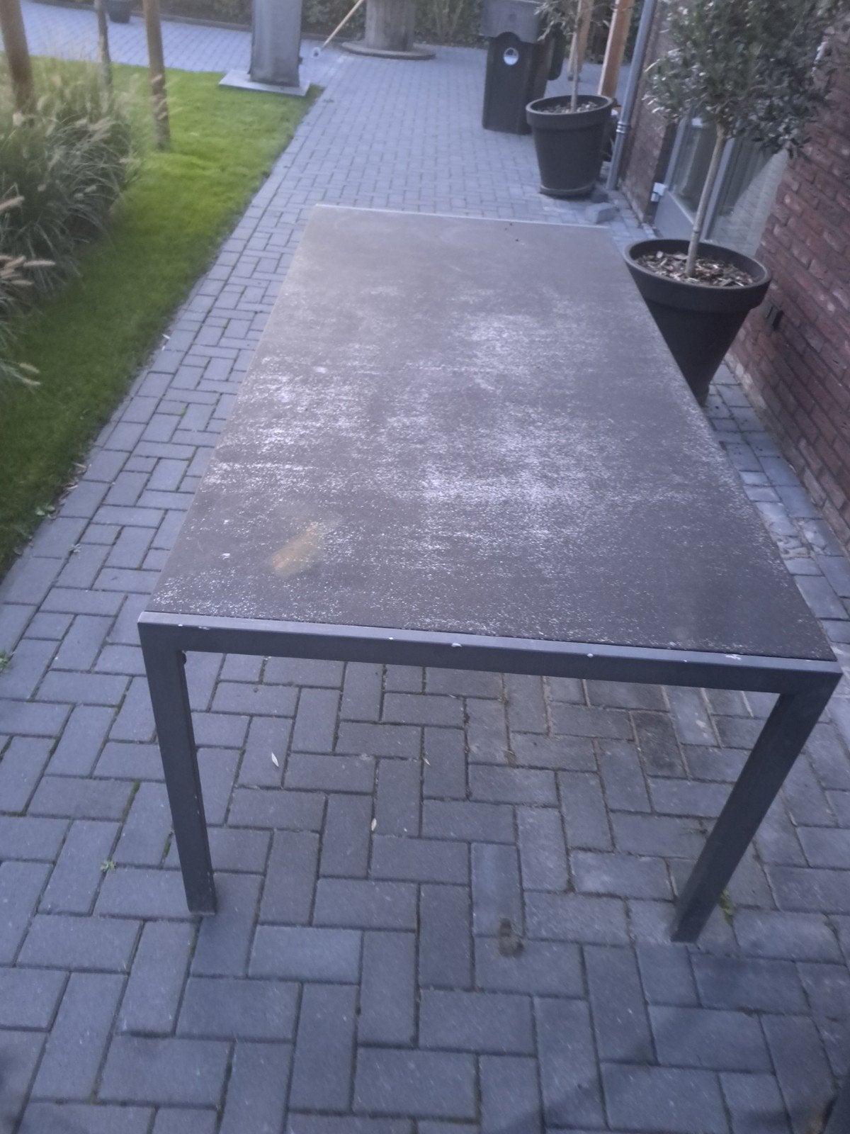 tafel  met glasplaat, Ophalen, Gebruikt, Rechthoekig, Aluminium