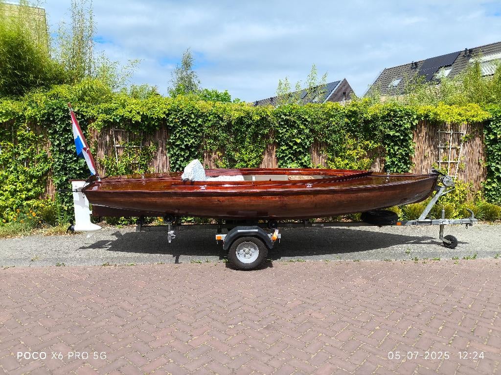 Klassieke sloep 1928, elektrisch, topstaat, Watersport en Boten, Sloepen, Zo goed als nieuw, Elektrisch, Hout, Binnenboordmotor
