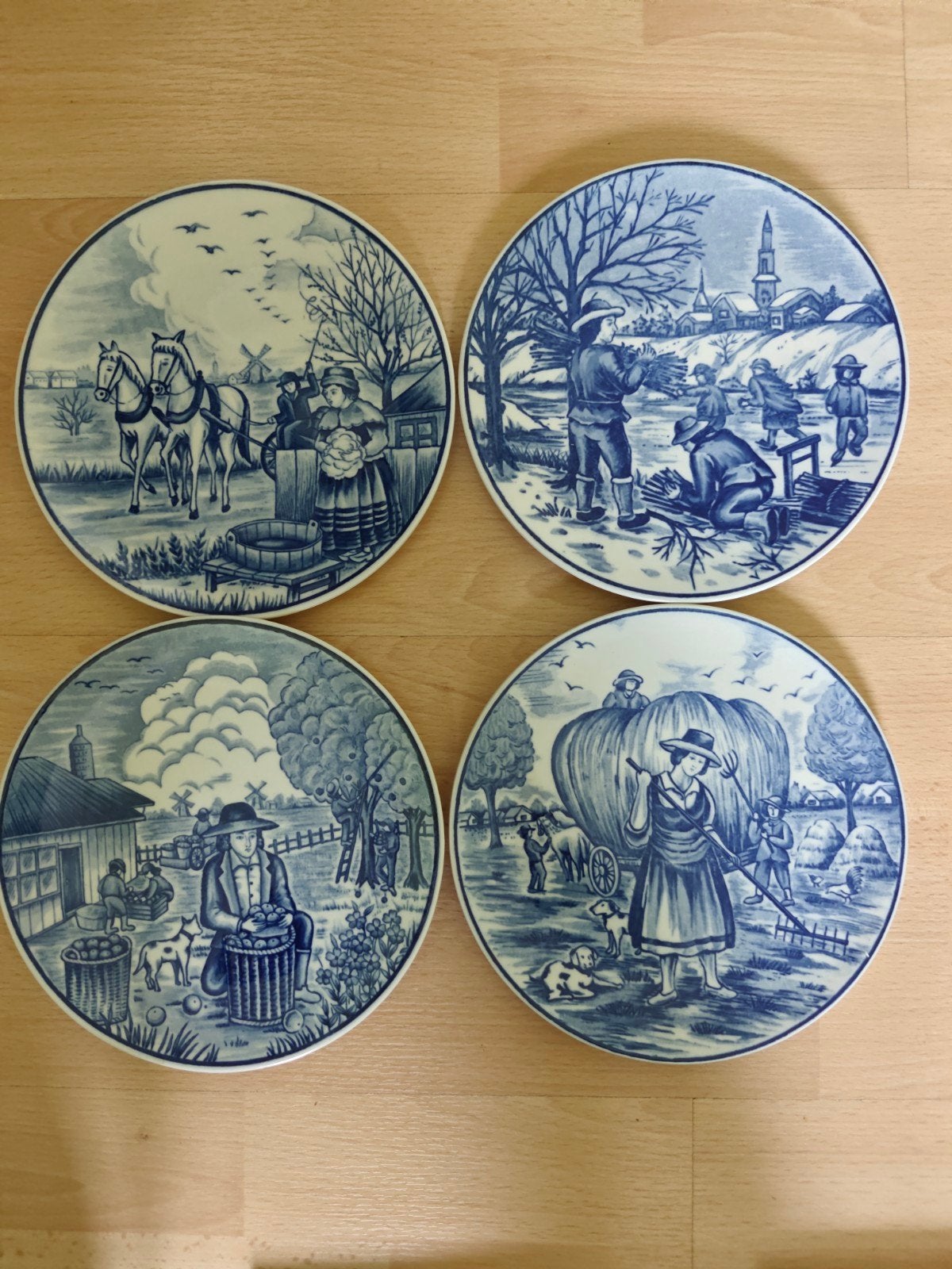 Delftsblauw Wandborden Serie: Zomer, Herfst, Winter, Lente, Ophalen of Verzenden