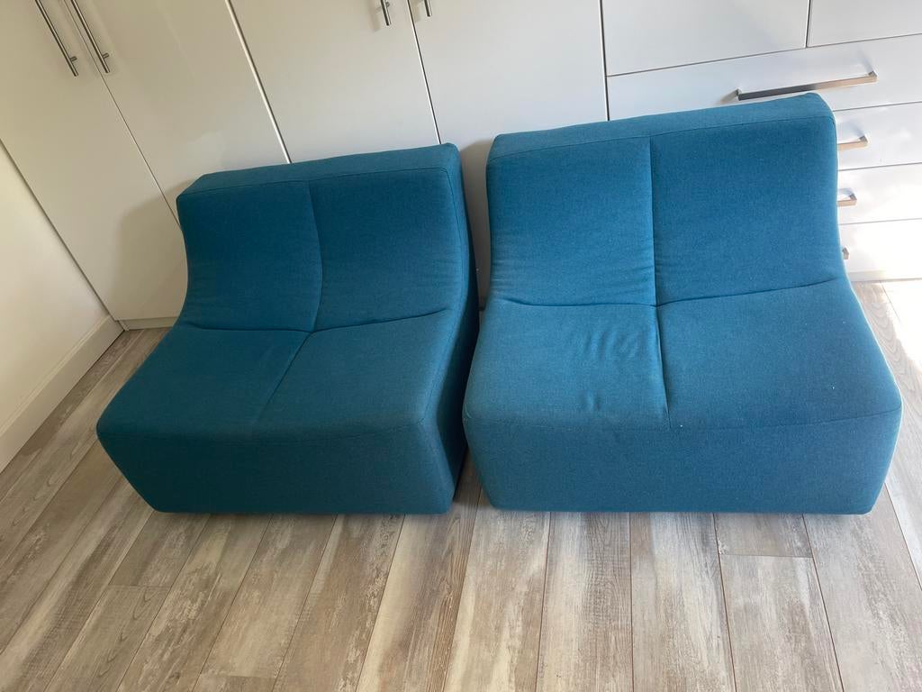 Softline: 2x Blauwe modulaire lounge stoelen, Ophalen, Zo goed als nieuw, Eenpersoons, 70 cm of minder