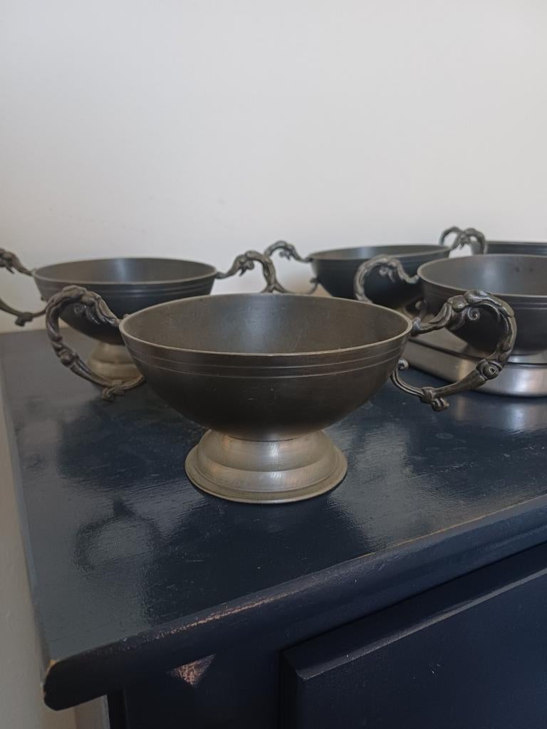 6x Tinnen bakje, Siertin, Ophalen, Zo goed als nieuw, Overige materialen, Overige typen