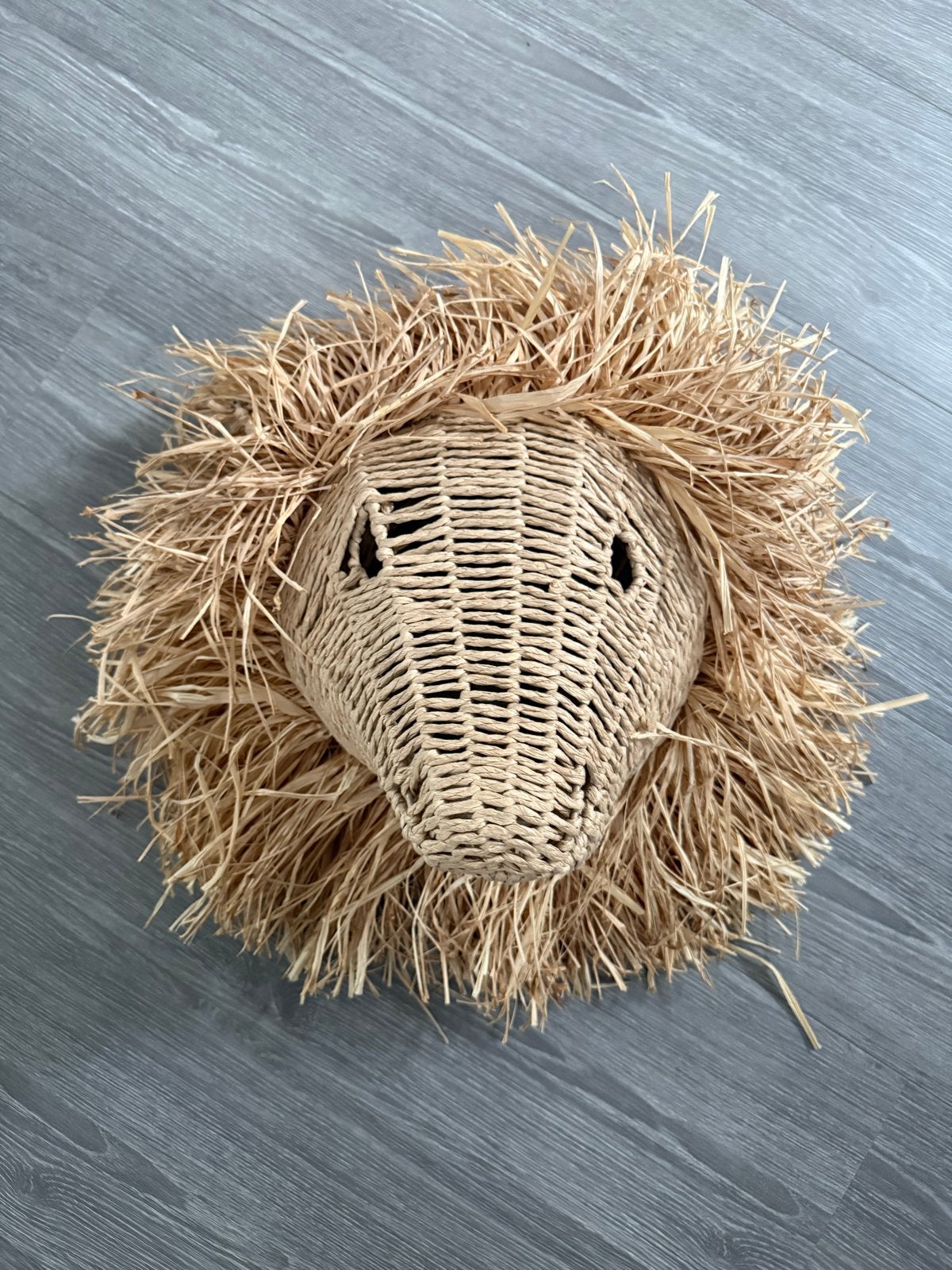 Rotan Leeuwenkop Wanddecoratie - Boho Stijl, Beige, Boho, Ophalen of Verzenden, Zo goed als nieuw