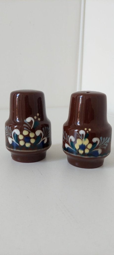 Vintage Hongaars aardewerk peper  zout stel Handgeschilderd, Antiek en Kunst, Ophalen of Verzenden