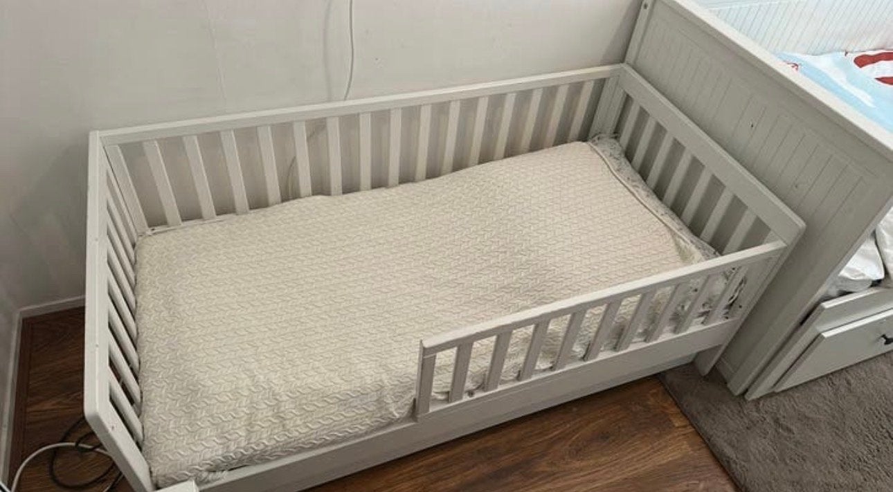 Kinderbed met laden en matras, Ophalen, Gebruikt, 70 tot 85 cm, Matras