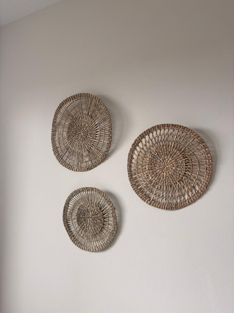 IKEA GILLSTAD Muurversiering - Set van 3rieten wanddecoratie, Decoratieobject, Ophalen of Verzenden, Zo goed als nieuw, Met ophangsysteem