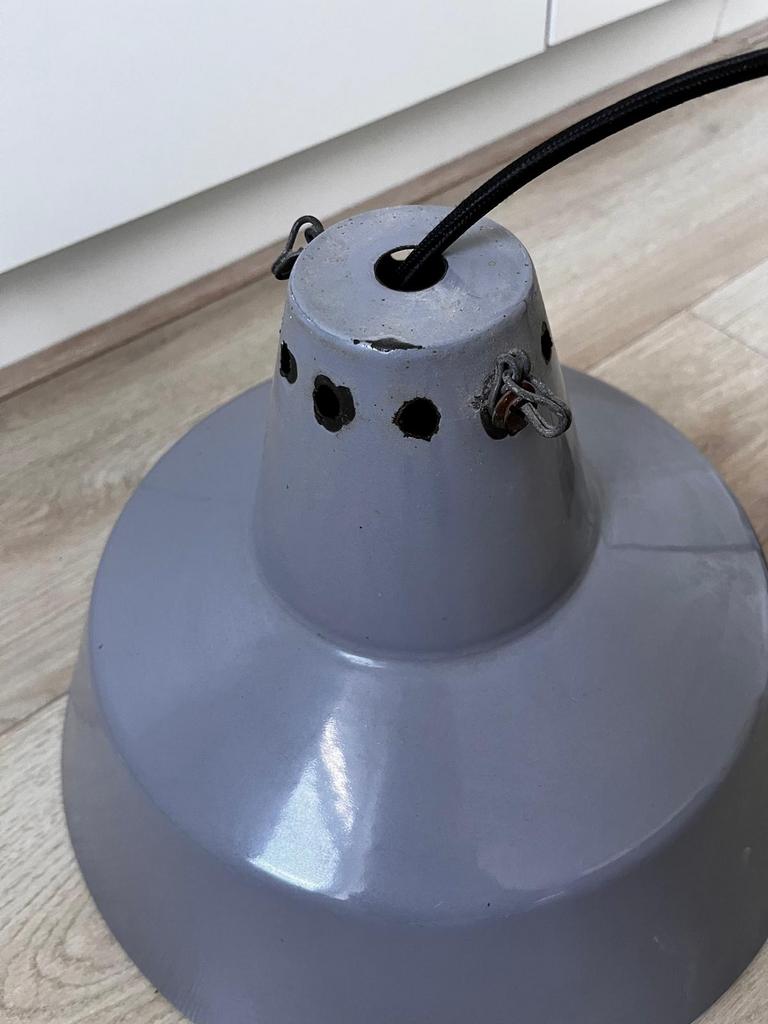 Grijze emaille lampen 2x, Ophalen, Minder dan 50 cm