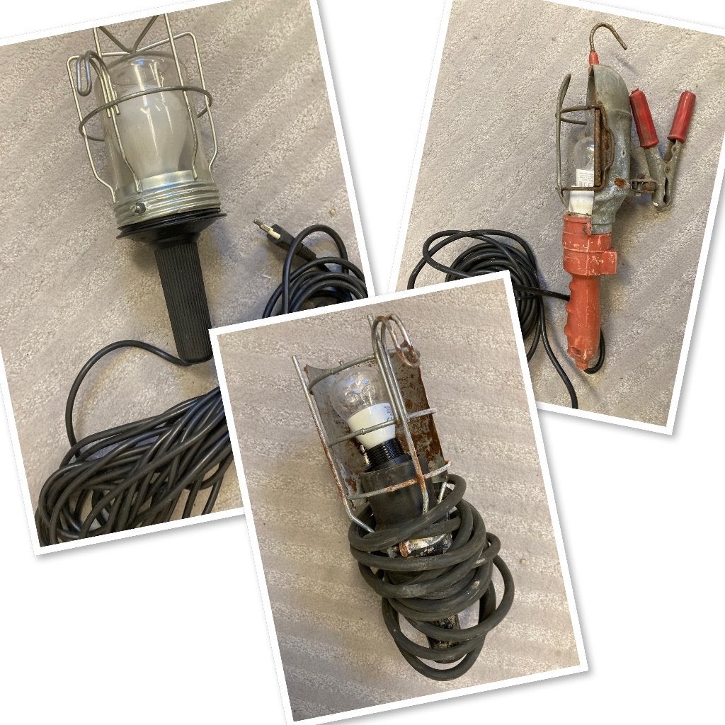 3x Brocante oude looplampen - kooilampen, Antiek en Kunst, Ophalen of Verzenden