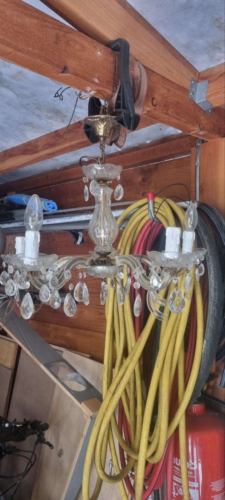 Brocante kroonluchter met 5 armen, Ophalen
