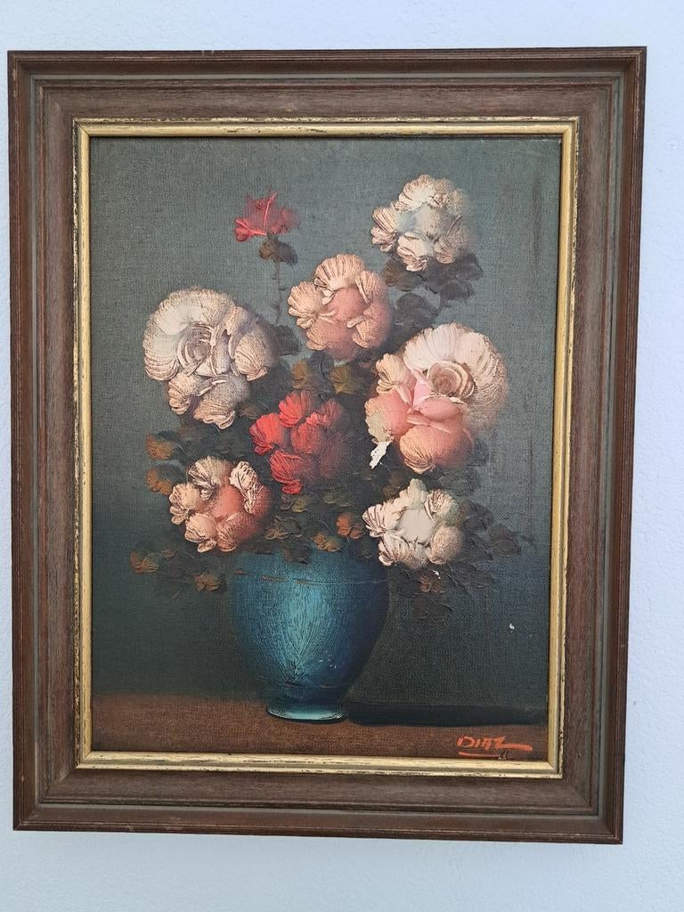 Schilderij Diaz met bloemenvaas, Antiek en Kunst, Kunst | Schilderijen | Klassiek, Ophalen