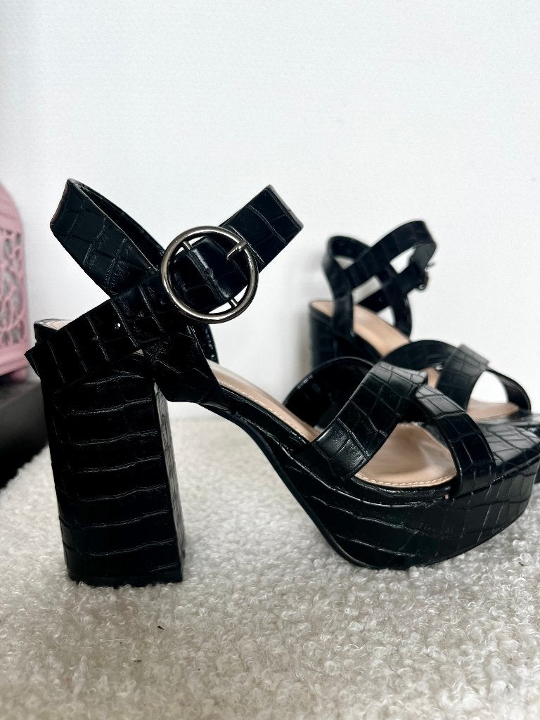 Croco black platform heels, Coco Bella, Zwart, Ophalen of Verzenden, Zo goed als nieuw
