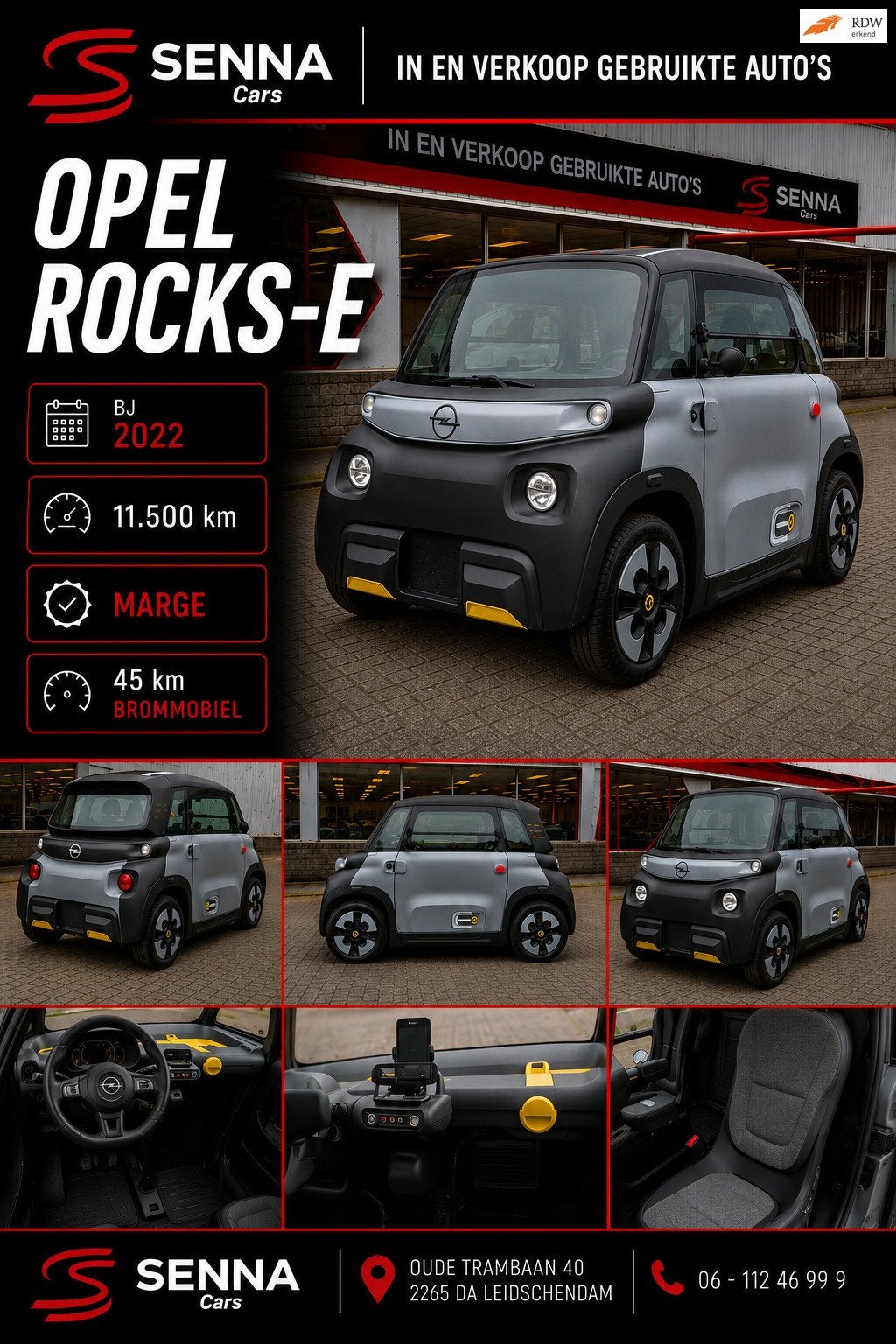 Opel Brommobiel Rocks-E - Bj 2022 - 11.000 km - Marge - Inr, Gebruikt, Opel