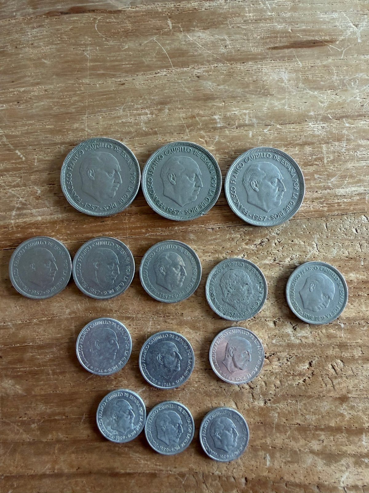 Oude peseta munten. Spanje, Franco, Postzegels en Munten, Ophalen, Overige landen