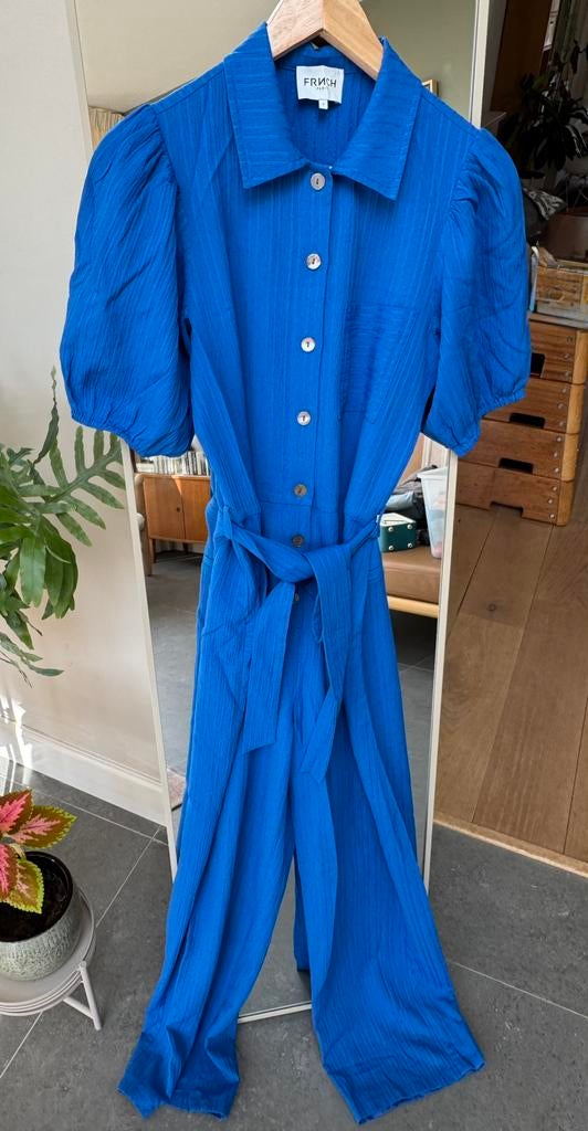 FRNCH Paris blauwe jumpsuit maat S, Kleding | Dames, Jumpsuits, Zo goed als nieuw, Maat 36 (S), Blauw, Ophalen of Verzenden