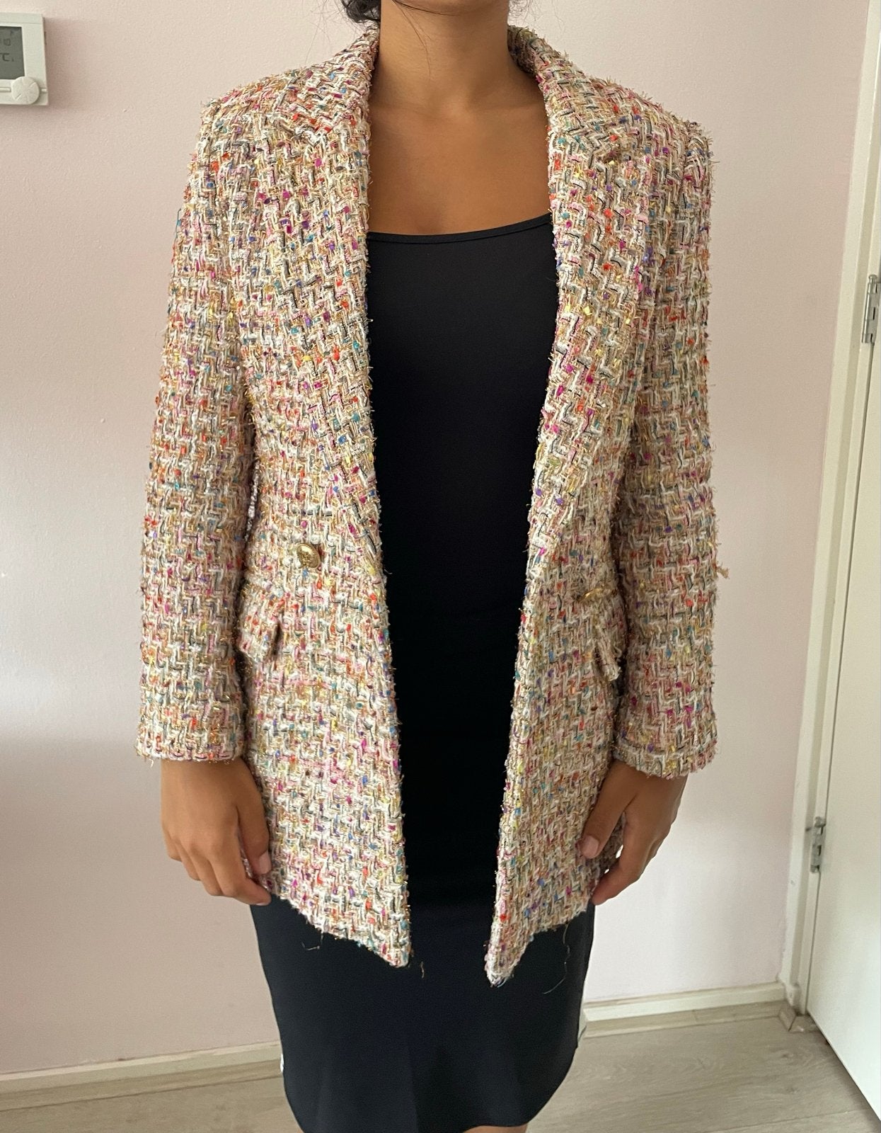 Kleurrijk Tweed Jasje - Maat M, Maat 38/40 (M), Meerkleurig, Ophalen of Verzenden, Zo goed als nieuw