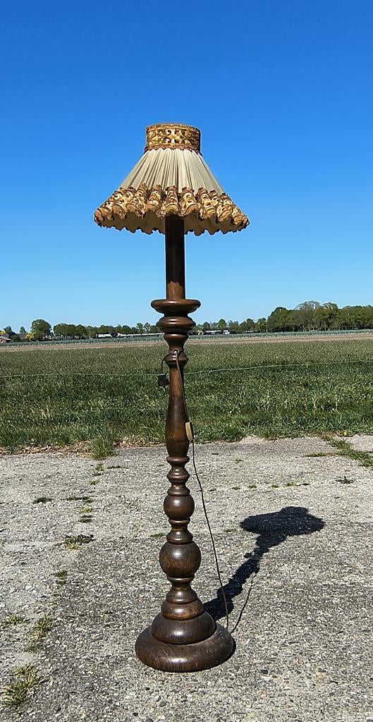 Vintage staande schemerlamp, Huis en Inrichting, Lampen | Vloerlampen, Ophalen, Gebruikt, Vintage, Stof