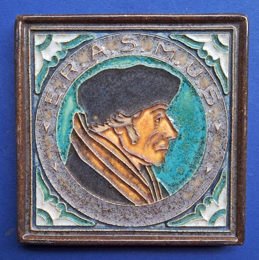 Porceleyne Fles Cloisonne Tegel Erasmus (p177-124) Zeldzaam, Antiek en Kunst, Ophalen of Verzenden