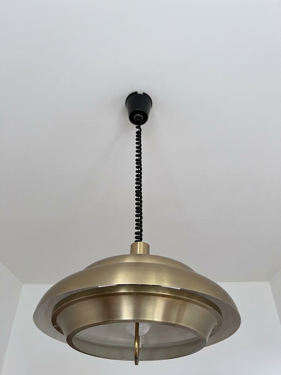 Dijkstra Mid Century Space Age UFO Pendant Lamp - Vintage, Ophalen, Gebruikt, E27 (groot), Metaal