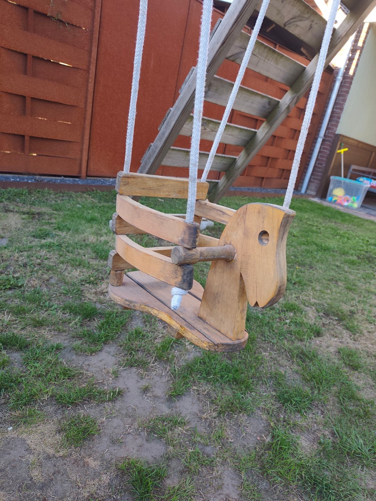 Houten paarden schommel baby/peuter, Ophalen, Gebruikt, Schommel