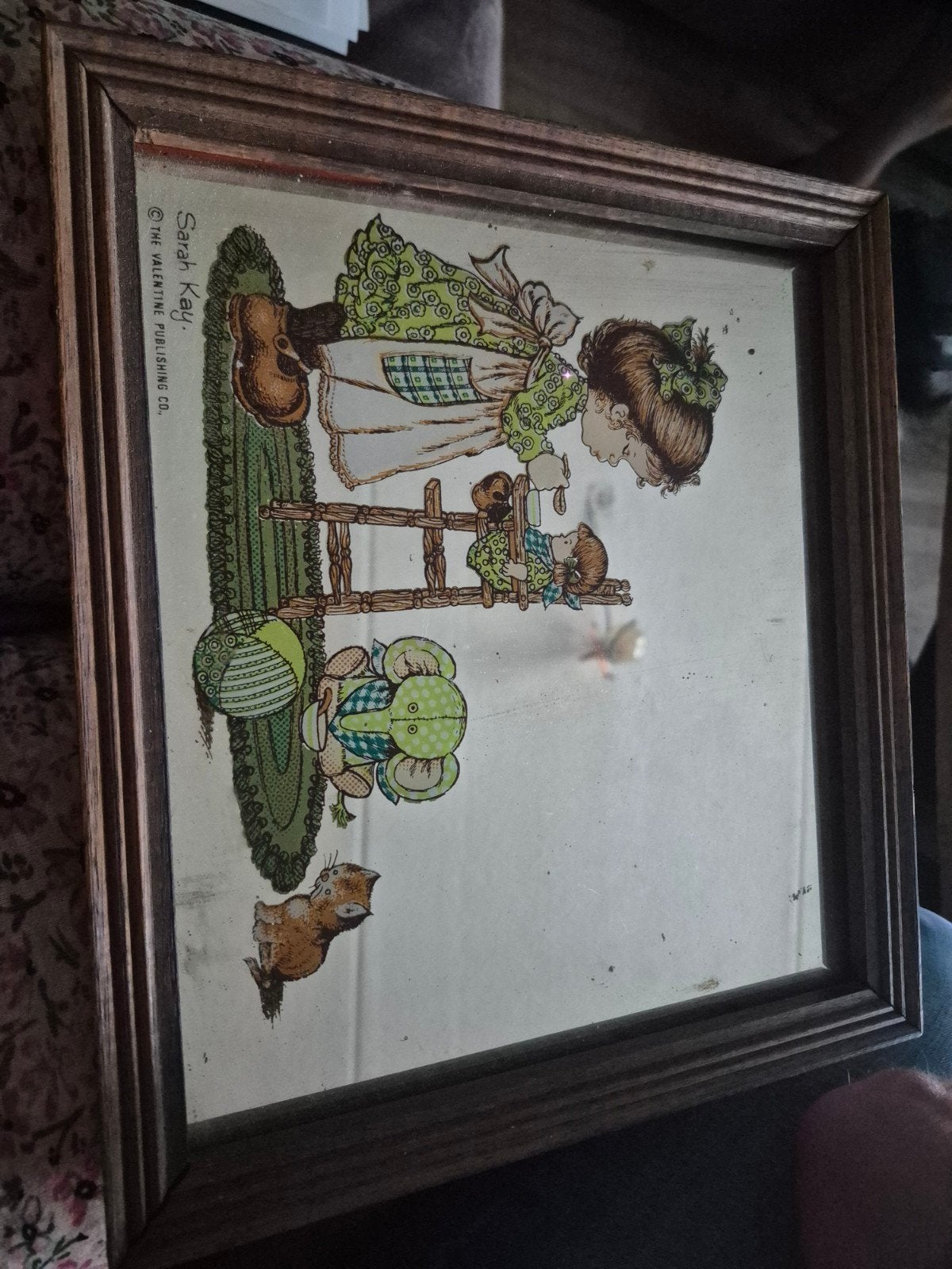 Vintage Sarah Kay Spiegel met Houten Lijst, Ophalen of Verzenden, Rechthoekig