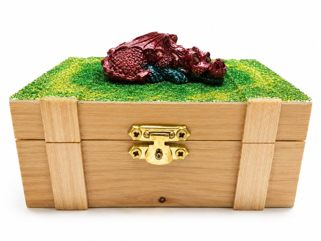 houten schatkistjes met edelstenen en draak, Ophalen of Verzenden, Mineraal