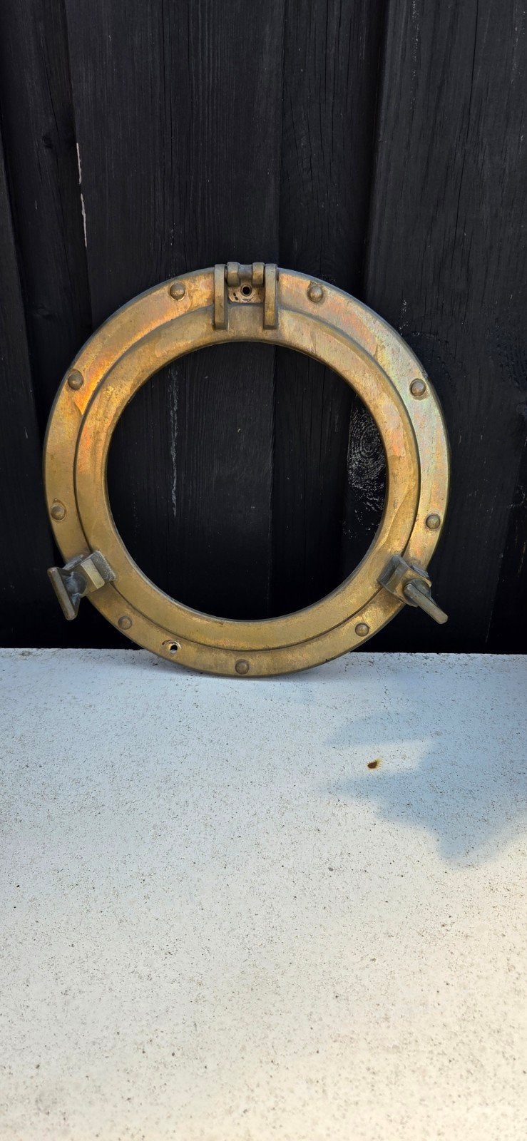 Antieke messing patrijspoort - 30 cm doorsnede, Ophalen of Verzenden