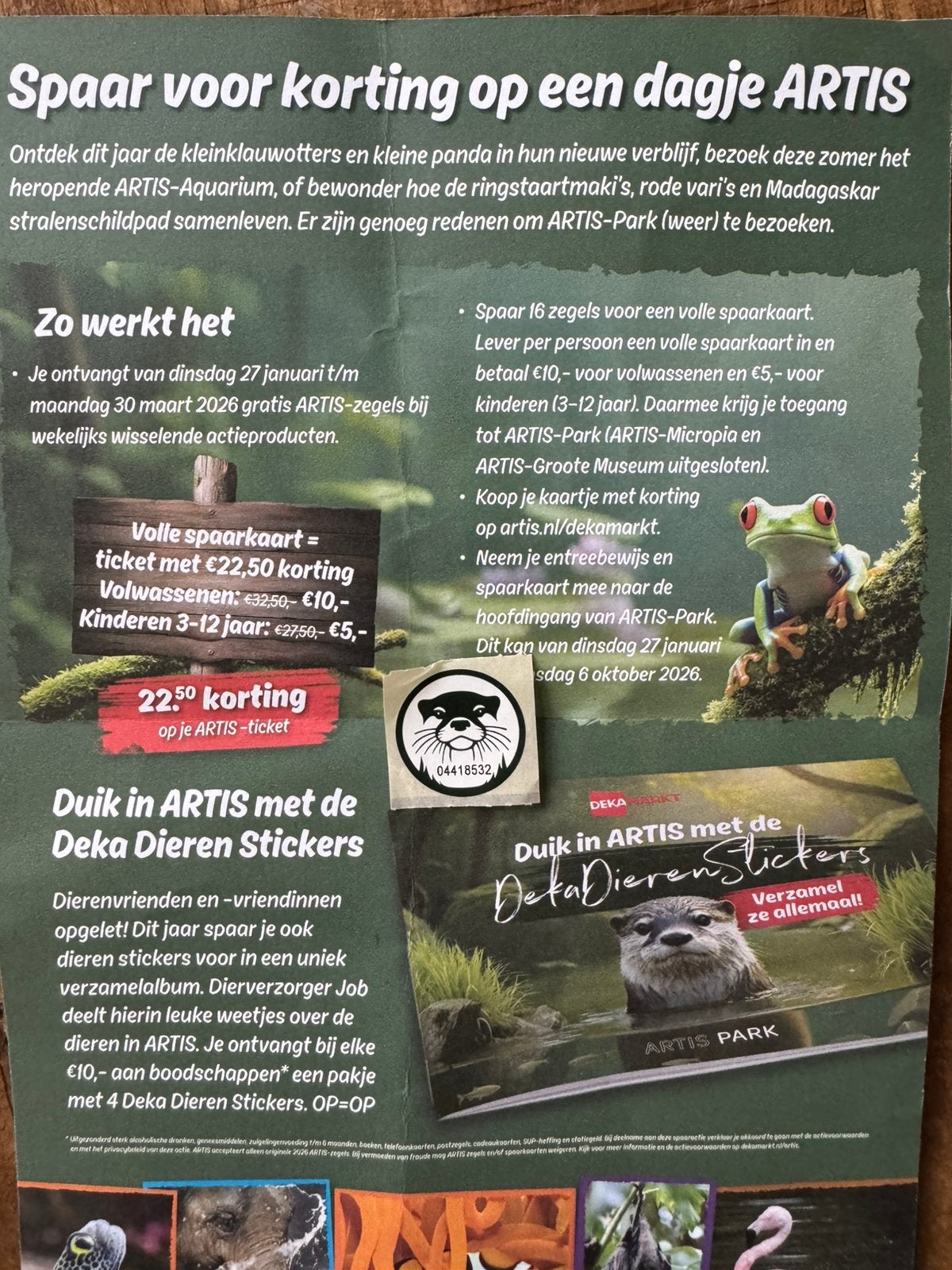 Dekamarkt artis kortingskaarten 2 stuks, Tickets en Kaartjes, Twee personen, Ticket of Toegangskaart