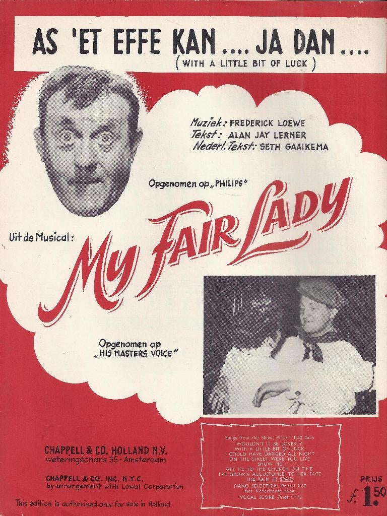 Bo891 bladmuziek as et effe kan ja dan mij fair lady, Gebruikt, Ophalen of Verzenden, Artiest of Componist, Piano