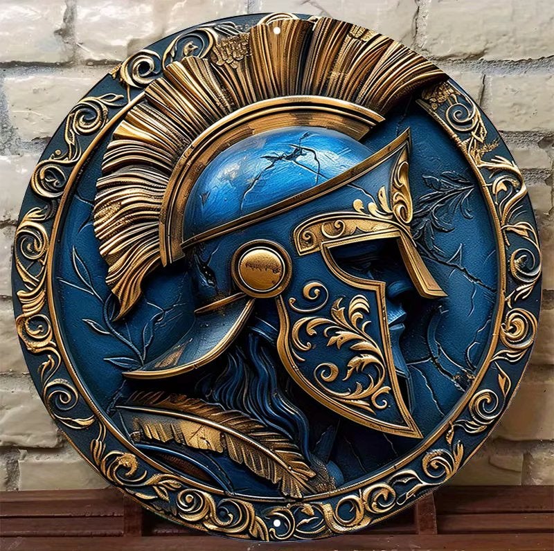 Blauwe Romeinse Soldaat Helm Wandplaat, Verzenden, Nieuw, Wandbord of Wandpaneel