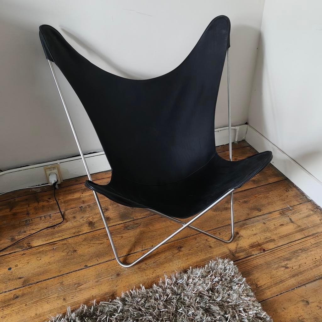 Butterfly stoel leer, Huis en Inrichting, Fauteuils, Ophalen, Zo goed als nieuw, 75 tot 100 cm, Leer