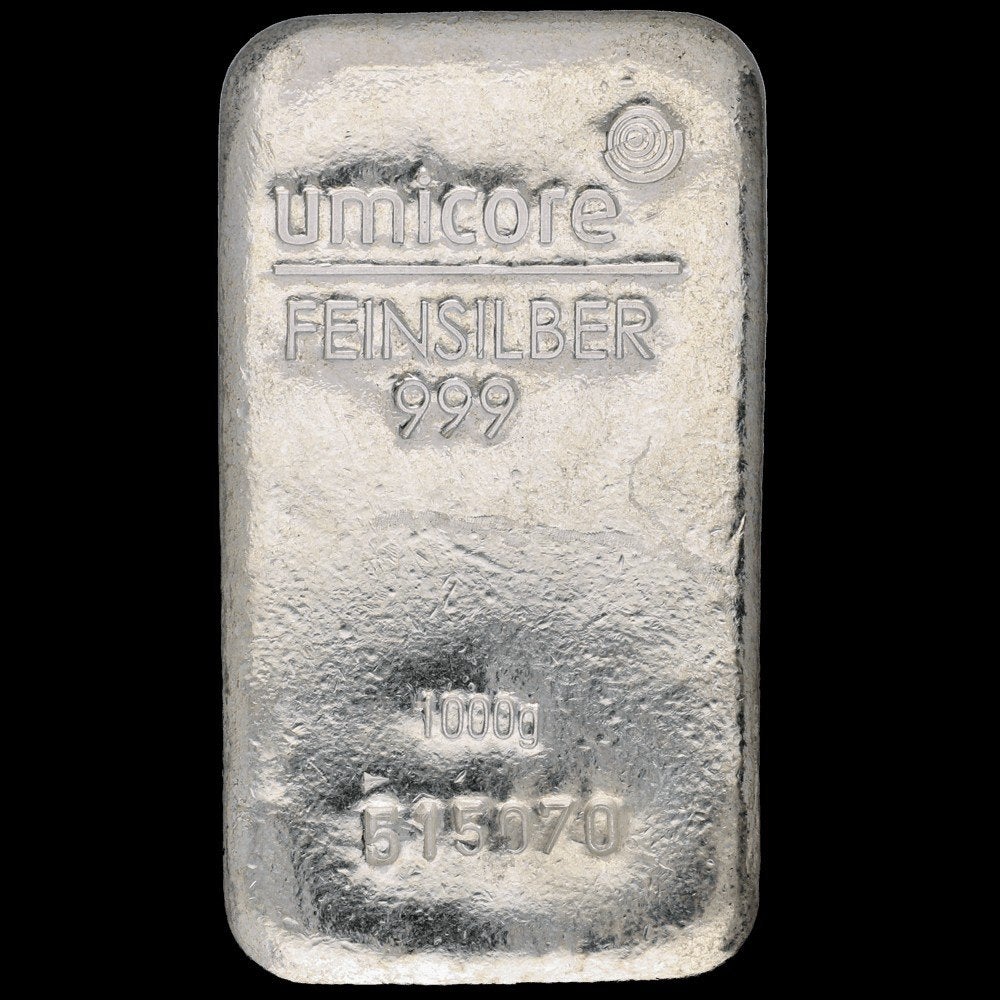 Umicore Feinsilber 999 - 1000g Zilverbaar, Ophalen of Verzenden