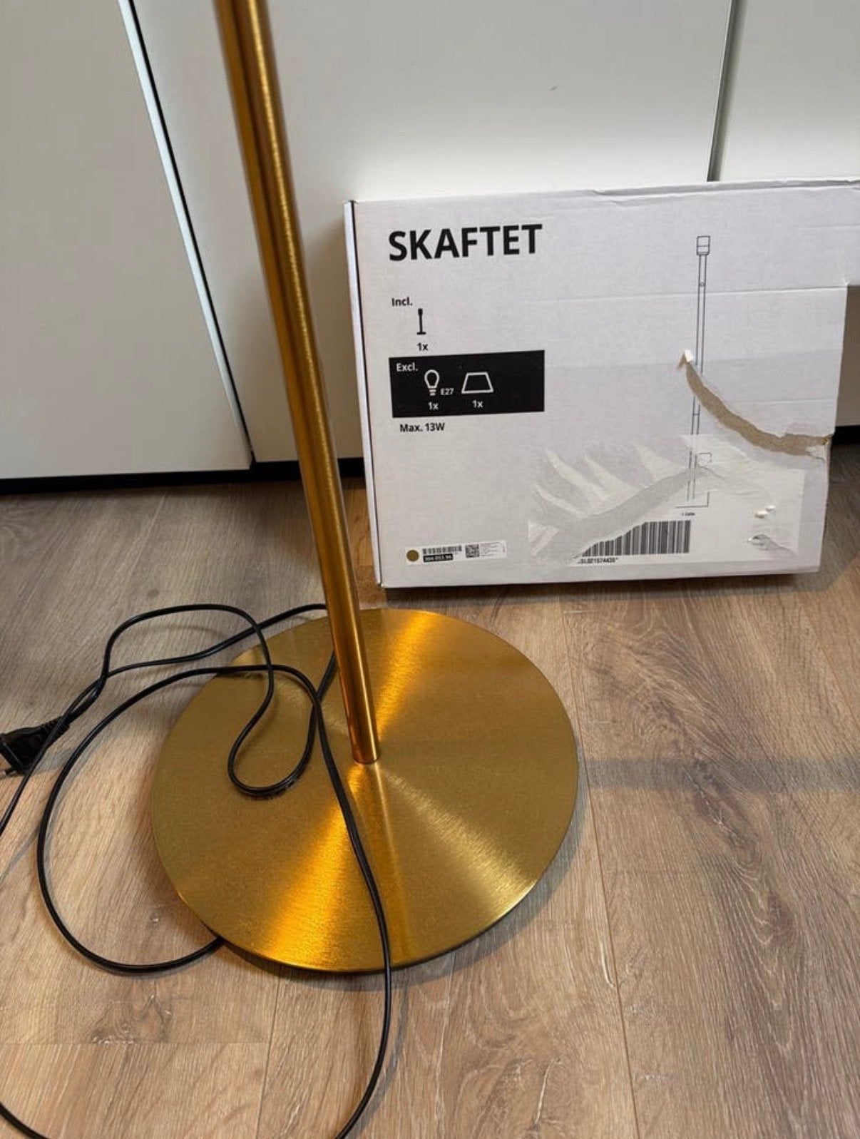 IKEA SKAFTET Vloerlamp Goud - Ongebruikt, Ophalen, 100 tot 150 cm, Nieuw, E27 (groot)