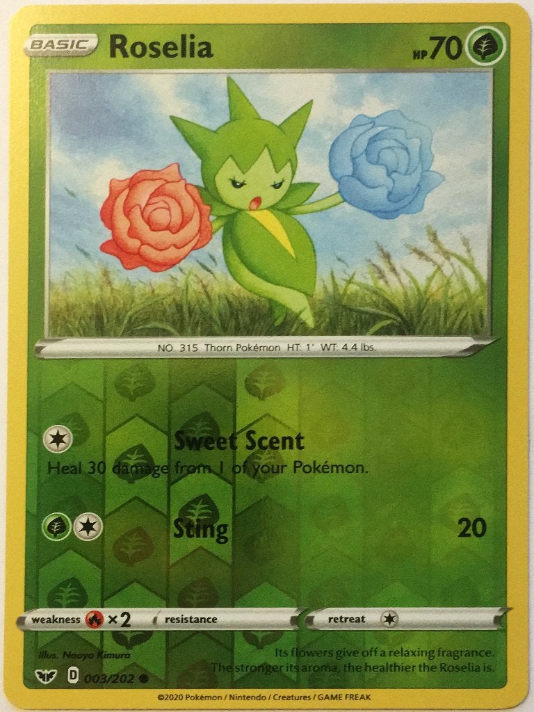 Sword & Shield,  Roselia [reverse] 3/202, Verzenden, Nieuw, Losse kaart