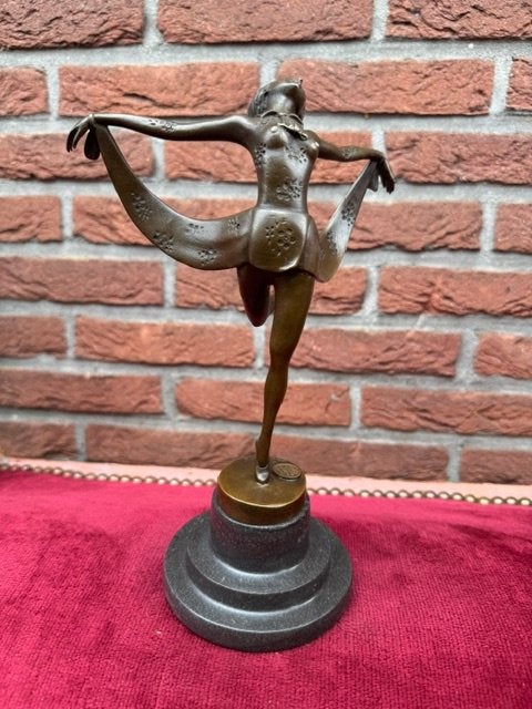 bronzen beeld van een danseres, LEVENSLUST, Ophalen of Verzenden, Brons