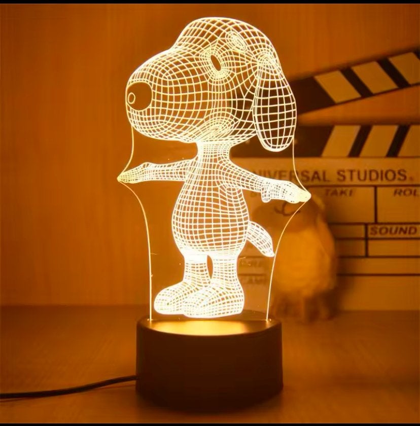 Snoopy 3D Visualisatie Lamp - RGB Kleurverandering, Meerkleurig, Kunststof, Ophalen of Verzenden, Zo goed als nieuw