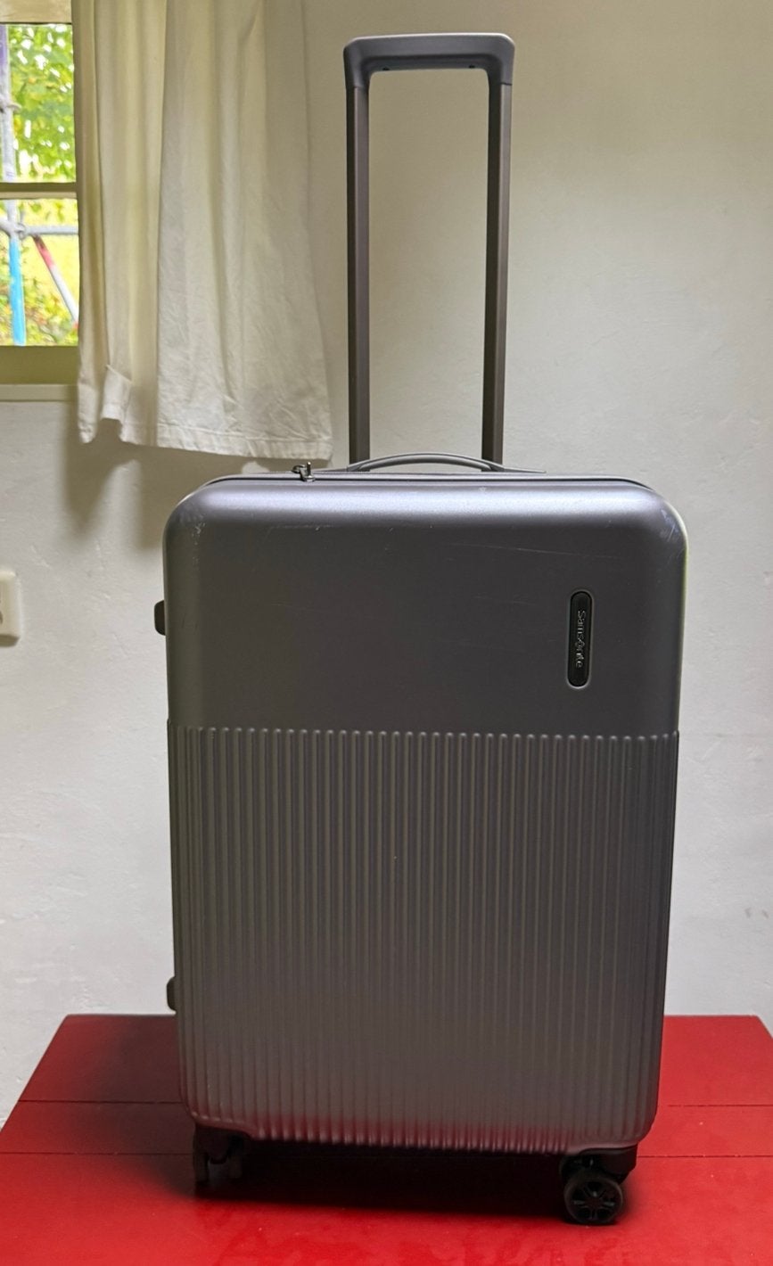 Samsonite Spinner zilvergrijs, Ophalen, Gebruikt, 50 tot 60 cm, Hard kunststof