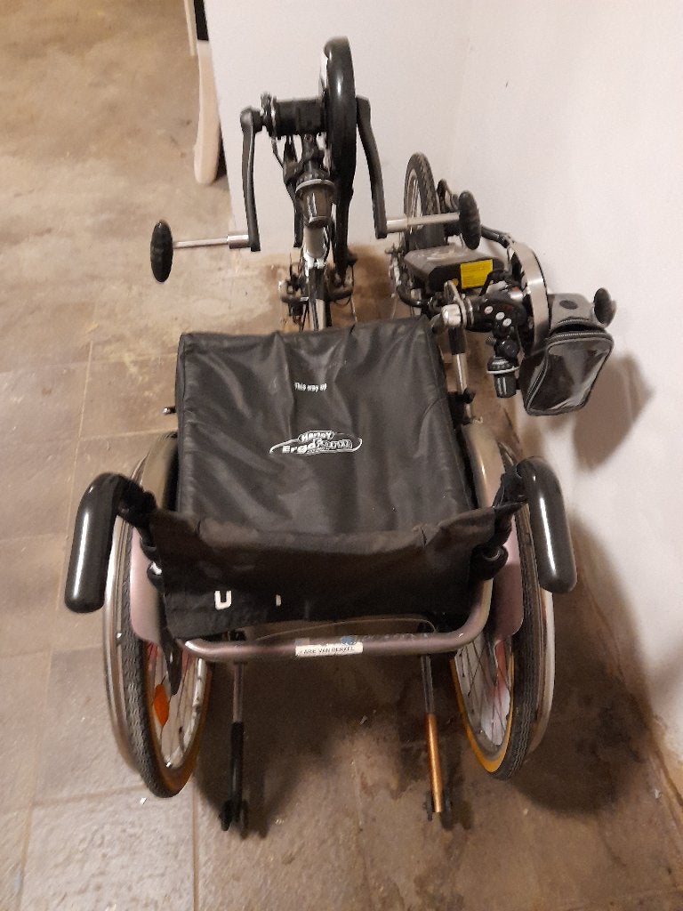 rolstoel met 2 handbikes, 1 electrische, Ophalen, Inklapbaar, Gebruikt, Elektrische rolstoel
