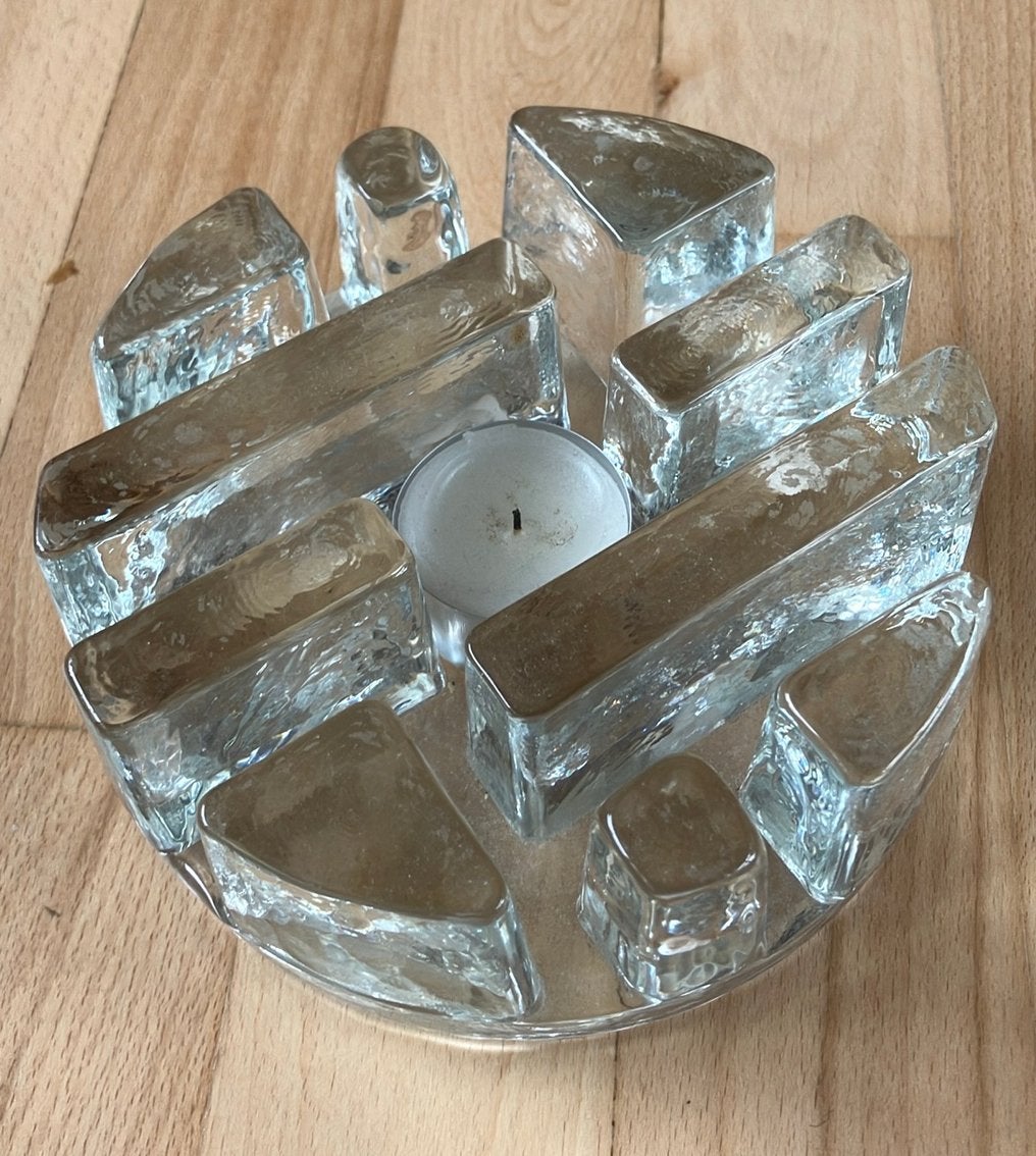 Vintage design glazen theelicht, Glas of Glazen, Overige merken, Vintage, Ophalen of Verzenden