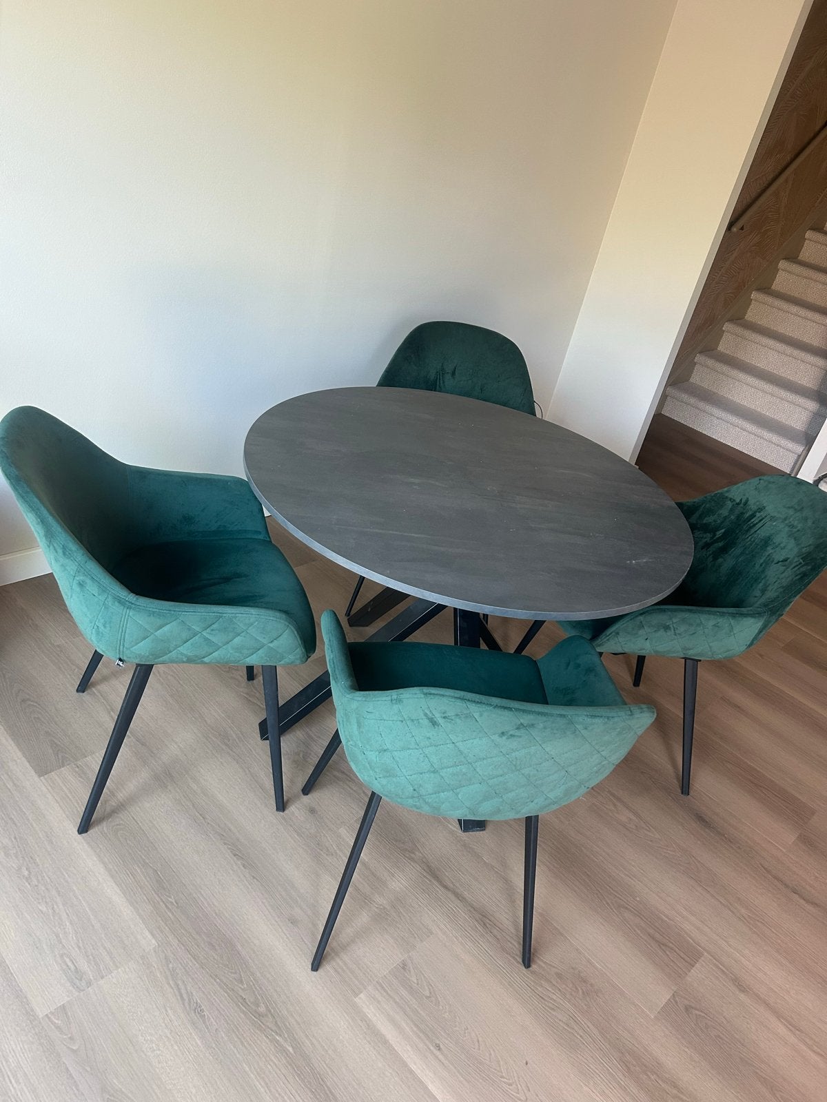 4 Groene Goossens Eetkamerstoelen Velvet, Huis en Inrichting, Stoelen, Ophalen, Gebruikt, Overige kleuren