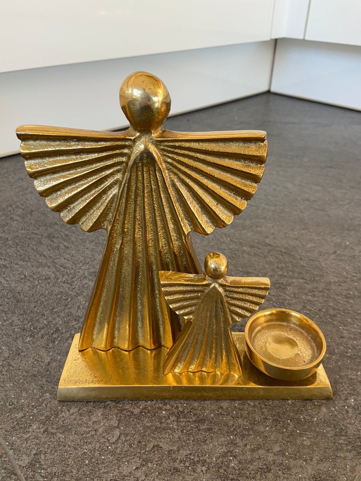 Kerst kaarsenstandaard gouden engelen engeltje metaal zgan, Diversen, Ophalen of Verzenden, Zo goed als nieuw