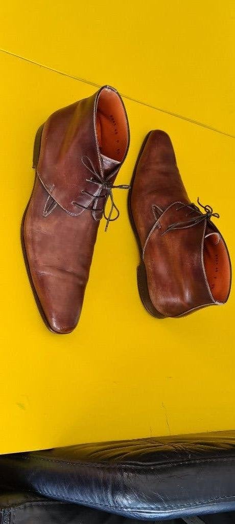 Santoni half hoog schoenen met cognac kleur maat 42/5, Bruin, Verzenden, Zo goed als nieuw, Santoni