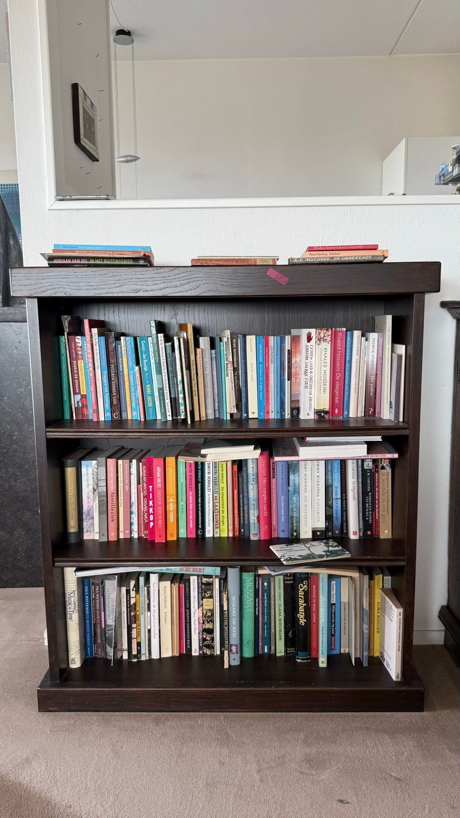 Robuuste houten boekenkast met 3 planken, Huis en Inrichting, Ophalen, Met plank(en), Gebruikt, 100 tot 150 cm
