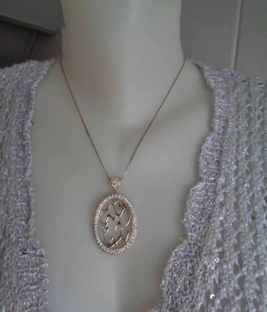 zilveren vergulde ketting met mooie grote hanger [058], Verzenden, Met hanger, Zo goed als nieuw, Goud