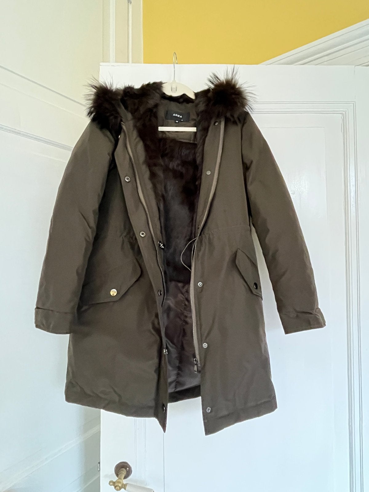 NIEUW ARMA Parka Winterjas met Echte Bontvoering – Kaki – S, Ophalen of Verzenden, Nieuw, Maat 36 (S), Groen
