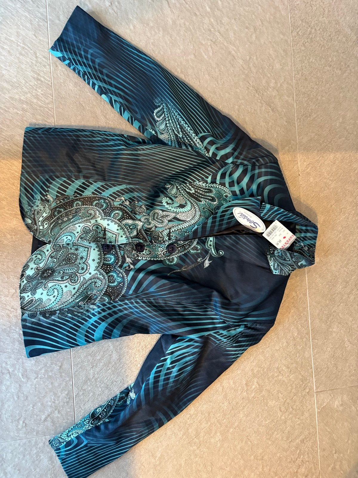 Sensia Fashion Jasje - Petrol Paisley Print Maat 44, Meerkleurig, Maat 42/44 (L), Nieuw, Ophalen of Verzenden