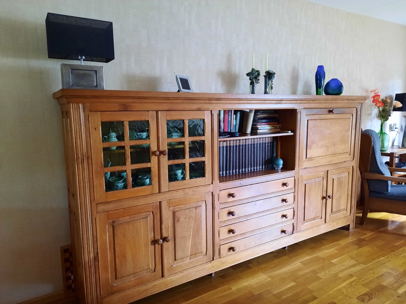 Unieke massief eiken kast, zelf ontworpen - 300x145cm, Gebruikt, Met deur(en), Eikenhout, Ophalen of Verzenden