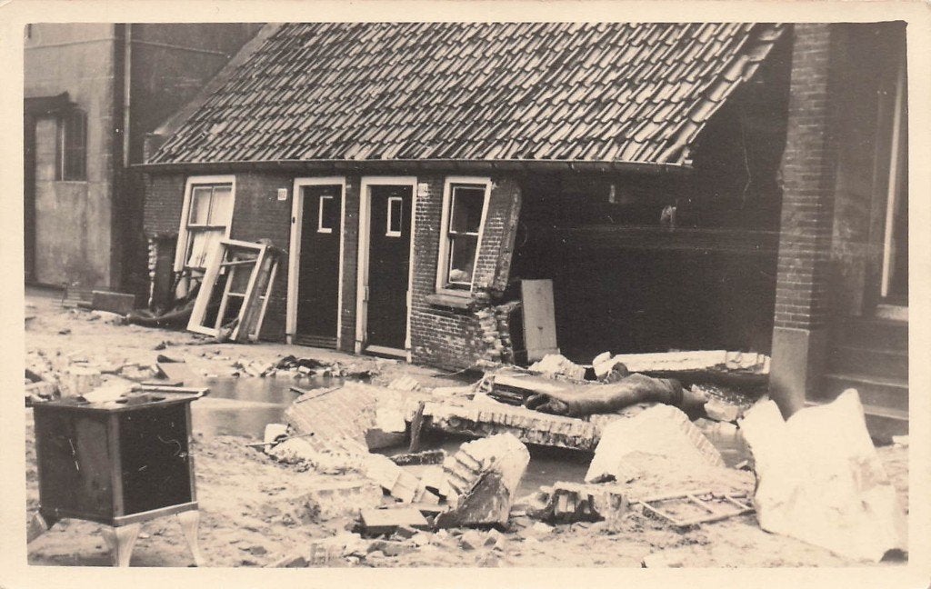 JO880 Fotokaart Zwijndrecht Watersnood Onderdijkseweg 1953, Verzenden, 1940 tot 1960, Ongelopen, Zuid-Holland