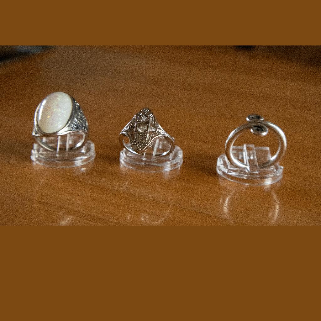 Franse Edelstalen Ringen: Art Deco, Krul & Confetti | Set, 18 tot 19, Zo goed als nieuw, Dame of Heer, Zilver
