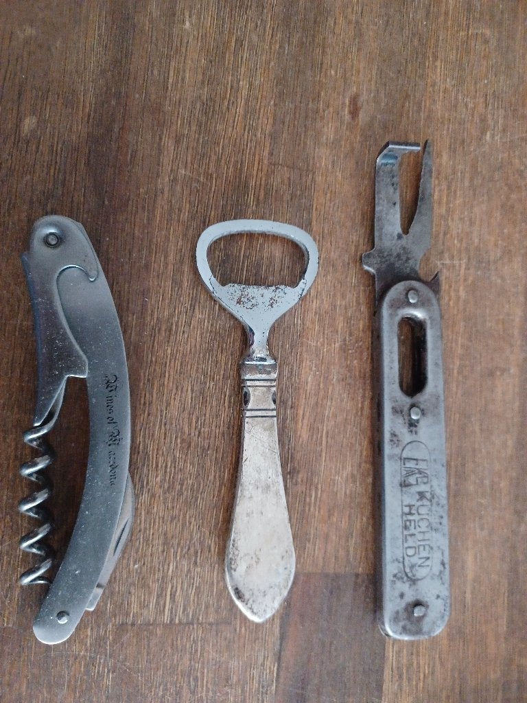 3 x vintage flesopener kurkentrekker, Ophalen