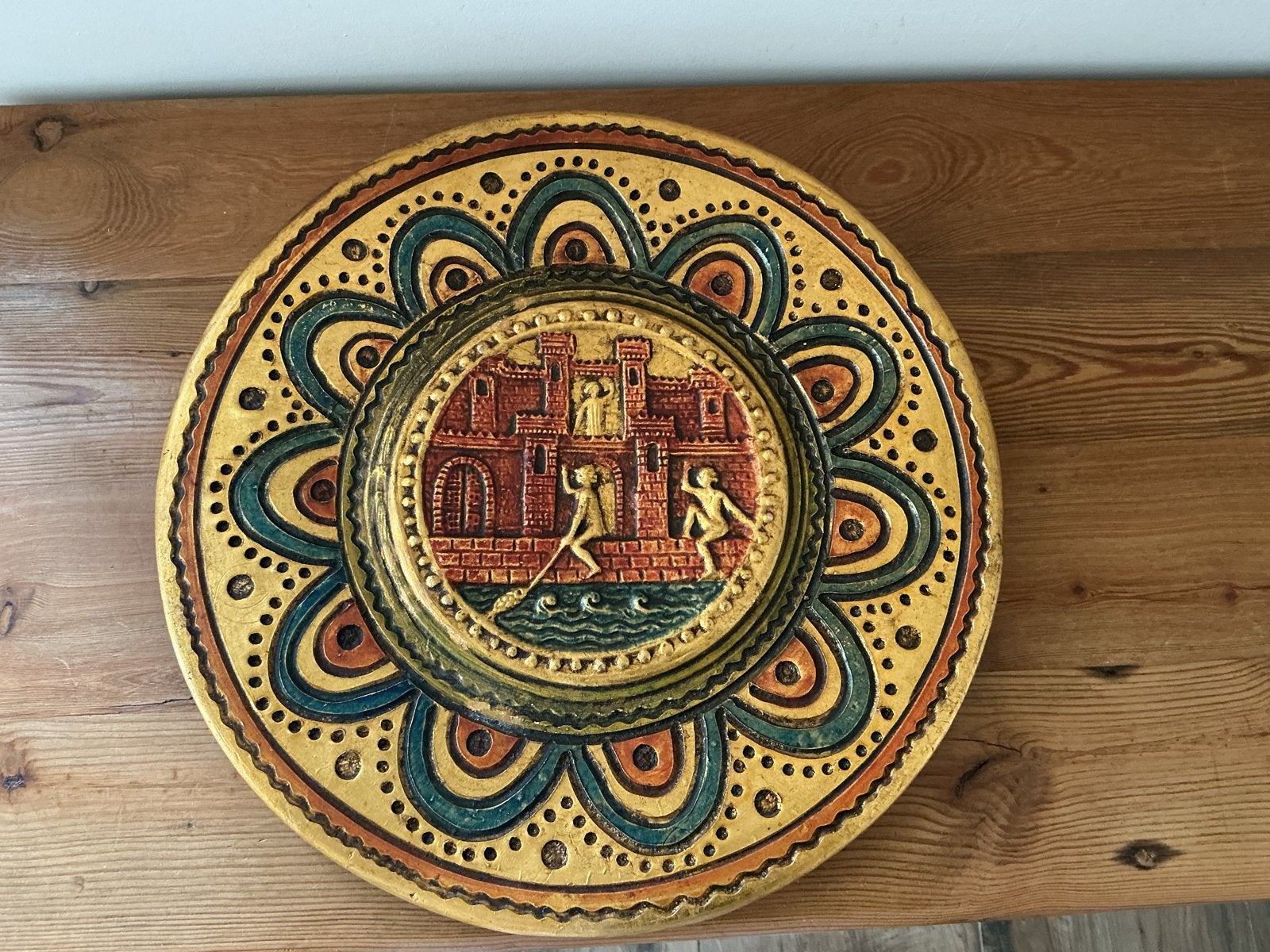 Decoratieve Wandplaat Arraceno - Handgeschilderd, 35 cm, Ophalen of Verzenden
